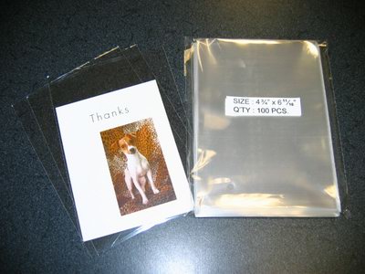 500- 4 15/16 x 6 9/16 Clear A6+ (O)  Open-End Cello Bags for A6 size card /w env