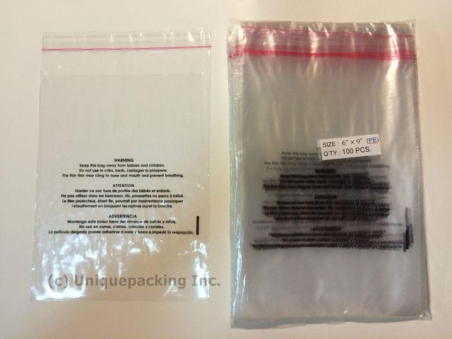 500 Pcs 9x12 (PE) Clear Poly Bags 1.6mil Self-seal with Suffocation Warning