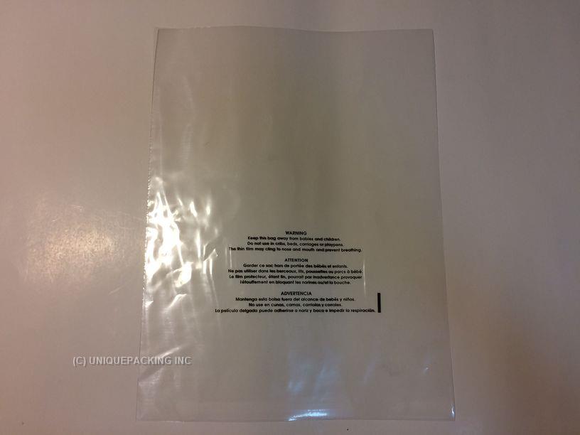 500 Pcs 10x15 (PO) Clear Flat Poly Bags 1.6 mil with Suffocation Warning
